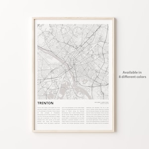 Trenton Map Print, Trenton Travel Map, Trenton Wall Decor Art, Trenton New Jersey, Housewarming Gift