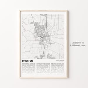 Stockton Map Print, Stockton Travel Map, Stockton Wall Decor Art, Stockton California, Housewarming Gift