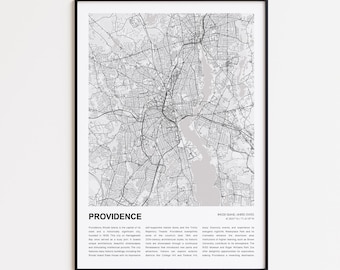 Providence Map Print, Providence Travel Map, Providence Wall Decor Art, Providence Rhode Island, Housewarming Gift