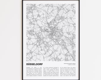 Düsseldorf Map Print, Düsseldorf Travel Map, Düsseldorf Wall Decor Art, Düsseldorf North Rhine-Westphalia, Housewarming Gift