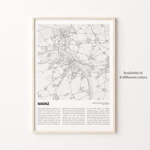 Mainz Map Print, Mainz Travel Map, Mainz Wall Decor Art, Mainz Rhineland-Palatinate, Housewarming Gift