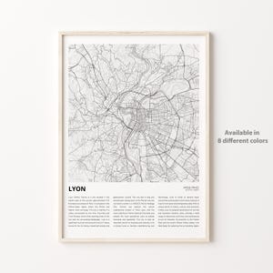 Lyon Map Print, Lyon Travel Map, Lyon Wall Decor Art, Lyon Rhône, Housewarming Gift