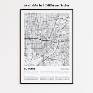 El Monte Map Print, El Monte Travel Map, El Monte Wall Decor Art, El Monte California, Housewarming Gift