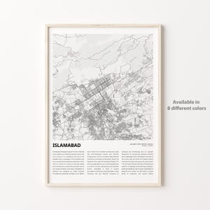 Islamabad Map Print, Islamabad Travel Map, Islamabad Wall Decor Art, Islamabad Islamabad Capital Territory, Housewarming Gift