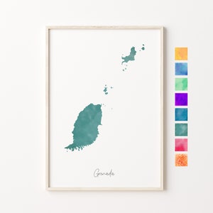 Grenada Aquarell Karte, Grenada Pastell Druck, Grenada Minimal Kunst, Grenada Wandkunst, Grenada Karte Druck, Housewarming Geschenk, Grenada Land