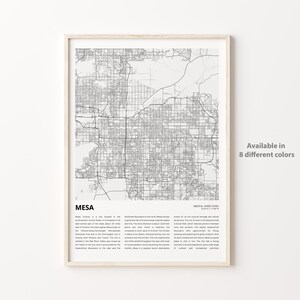 Impression de carte Mesa, carte de voyage Mesa, art déco murale Mesa, Mesa Arizona, cadeau de pendaison de crémaillère