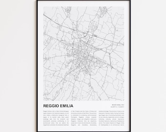 Reggio Emilia Map Print, Reggio Emilia Travel Map, Reggio Emilia Wall Decor Art, Reggio Emilia Reggio Emilia, Housewarming Gift