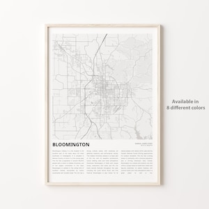 Bloomington Karte, Bloomington Karte, Bloomington Wanddekor Kunst, Bloomington Indiana, Housewarming Geschenk