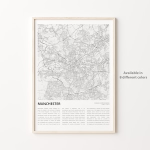 Stadtplan von Manchester, Stadtplan von Manchester, Schottland-Kunst, England, Housewarming Geschenk