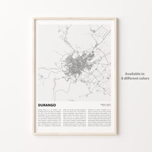 Durango Map Print, Durango Travel Map, Durango Wall Decor Art, Durango Durango, Housewarming Gift