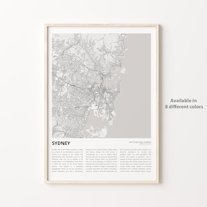 Sydney Map Print, Sydney Travel Map, Sydney Wall Decor Art, Sydney New South Wales, Housewarming Gift