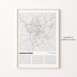 Impresión de mapa de Morgantown, mapa de viaje de Morgantown, arte de decoración de pared de Morgantown, Morgantown West Virginia, regalo de inauguración de la casa