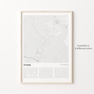 Stowe Map Print, Stowe Map Print, Stowe Wanddekor Kunst, Stowe Vermont, Housewarming Geschenk