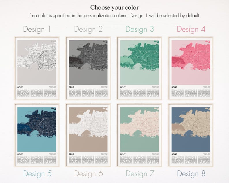 スプリットの地図プリント、スプリットの旅行地図、スプリットの壁飾りアート、スプリット スプリット・ダルマチア、新築祝いのギフト 画像 2