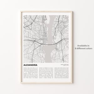 Alexandria Map Print, Alexandria Travel Map, Alexandria Wall Decor Art, Alexandria Virginia, Housewarming Gift map poster, Minimal print