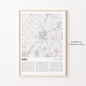 Essex Map Print, Essex Travel Map, Essex Wall Decor Art, Essex England, Housewarming Gift