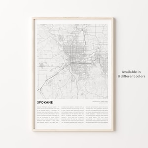 Impression de carte de Spokane, carte de voyage de Spokane, art déco murale Spokane, Spokane Washington, cadeau de pendaison de crémaillère