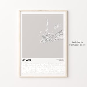 Key West-kaartafdruk, Key West-reiskaart, Key West-muurdecoratiekunst, Key West, Florida, housewarmingcadeau