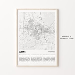Eugene Map Print, Eugene Travel Map, Eugene Wall Decor Art, Eugene Oregon, Housewarming Gift