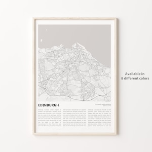 Impresión de mapa de Edimburgo, mapa de viaje de Edimburgo, arte de decoración de pared de Edimburgo, Edimburgo, Escocia, regalo de inauguración de la casa