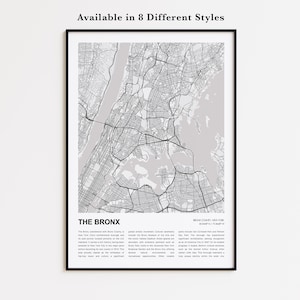 The Bronx Map Print, The Bronx Travel Map, The Bronx Wall Decor Art, The Bronx New York, Housewarming Gift