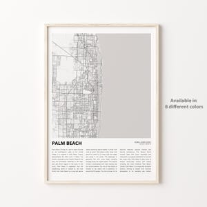 Palm Beach-kaartafdruk, Palm Beach-reiskaart, Palm Beach-muurdecoratiekunst, Palm Beach, Florida, housewarmingcadeau