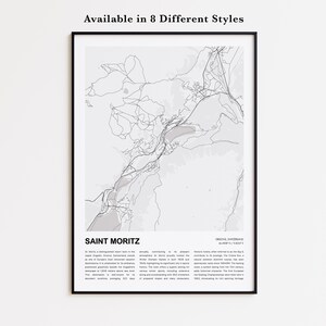 Saint Moritz Map Print, Saint Moritz Travel Map, Saint Moritz Wall Decor Art, Saint Moritz Grisons, Housewarming Gift
