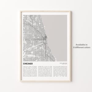 Chicago Map Druck, Chicago Map Print, Chicago Map, Chicago Wand-Dekor-Kunst, Chicago Illinois, Housewarming Geschenk