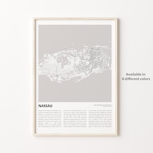 Nassau Map Print, Nassau Travel Map, Nassau Wall Decor Art, Nassau New Providence, Housewarming Gift