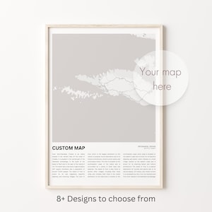 Mapa personalizado impreso, Mapa turístico personalizado de la ciudad, Mapa decorativo de pared personalizado, Mapa de ciudad y estado, Regalo de inauguración de casa: Mapa personalizado de tu ciudad