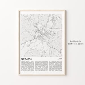 Ljubljana Map Print, Ljubljana Travel Map, Ljubljana Wall Decor Art, Ljubljana , Housewarming Gift