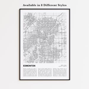 Edmonton Map Print, Edmonton Travel Map, Edmonton Wall Decor Art, Edmonton Alberta, Housewarming Gift