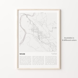 Moab Map Print, Moab Travel Map, Moab Wall Decor Art, Moab Utah, Housewarming Gift