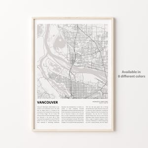 Vancouver Karte, Vancouver Reise Karte, Vancouver, Wand Kunst, Vancouver, Washington, Housewarming Geschenk