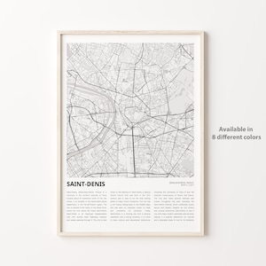 Saint-Denis Map Print, Saint-Denis Travel Map, Saint-Denis Wall Decor Art, Saint-Denis Seine-Saint-Denis, Housewarming Gift