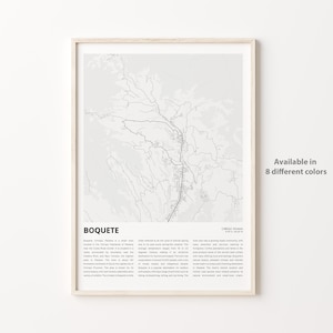 Impresión de mapas de Boquete, Mapa de viaje de Boquete, Arte de decoración de pared de Boquete, Boquete Chiriquí, Regalo de bienvenida