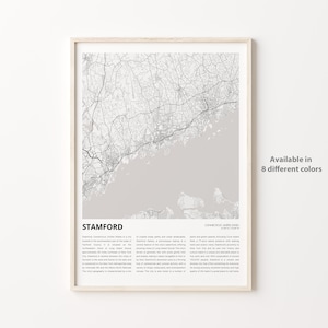 Stamford Map Print, Stamford Travel Map, Stamford Wall Decor Art, Stamford Connecticut, Housewarming Gift