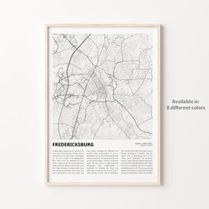 Fredericksburg Map Print, Fredericksburg Travel Map, Fredericksburg Wall Decor Art, Fredericksburg Virginia, Housewarming Gift