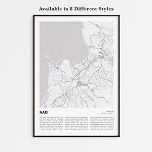 Nadi Map Print, Nadi Travel Map, Nadi Wall Decor Art, Nadi Western, Housewarming Gift