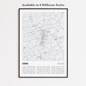 Gera Map Print, Gera Travel Map, Gera Wall Decor Art, Gera Thuringia, Housewarming Gift