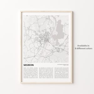 Szczecin Map Print, Szczecin Travel Map, Szczecin Wall Decor Art, Szczecin West Pomeranian Voivodeship, Housewarming Gift