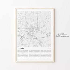 Verona Map Print, Verona Travel Map, Verona Wall Decor Art, Verona Verona, Housewarming Gift