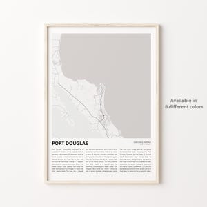 Impresión de mapa de Port Douglas, mapa de viaje de Port Douglas, arte de decoración de pared de Port Douglas, Port Douglas Queensland, regalo de inauguración de la casa