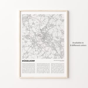 Kaartafdruk Düsseldorf, reiskaart Düsseldorf, kunst aan de muur Düsseldorf, Noordrijn-Westfalen, Düsseldorf, housewarmingcadeau