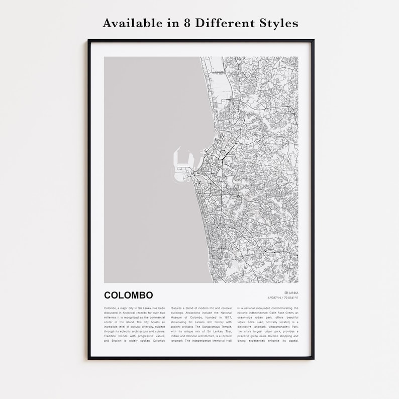 Colombo Map Print, Colombo Travel Map, Colombo Wall Decor Art, Colombo ...