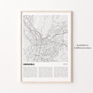 Grenoble Map Print, Grenoble Travel Map, Grenoble Wall Decor Art, Grenoble Isère, Housewarming Gift