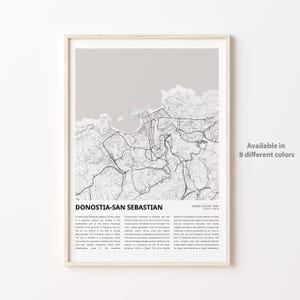 Donostia-San Sebastistan Karte Druck, Donostia-San Sebastinian Reisekarte, Donostia-San Sebastiner Wanddekorkunst, Einweihungsparty Geschenk