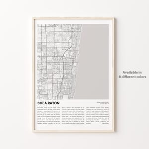 Boca Raton-kaartafdruk, Boca Raton-reiskaart, Boca Raton-muurdecoratiekunst, Boca Raton Florida, housewarmingcadeau