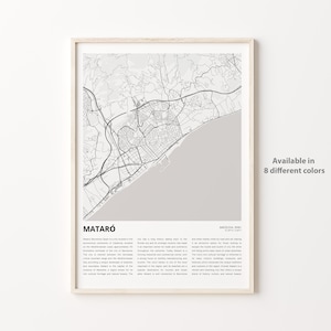 Mataró Karte Druck, Mataró Reisekarte, Mataró Wanddekor Kunst, Mataró Barcelona, Housewarming Geschenk