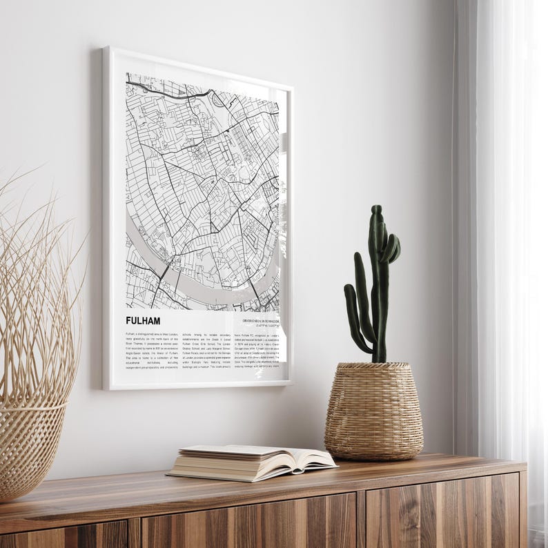 Fulham Map Print, Fulham Travel Map, Fulham Wall Decor Art, Fulham ...
